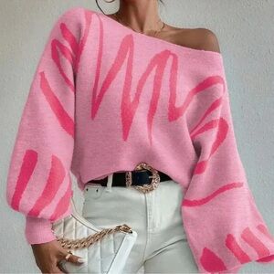 Pink Off-Shoulder Sweater
